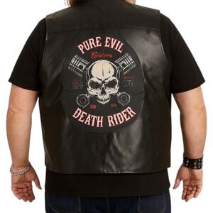 Spirit Plus Live to Ride Death Rider Faux Leather Biker Vest Skull Patch Costume